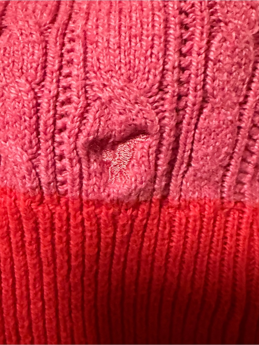 American Eagle Outfitters Red and Pink Striped V-Neck Sweater - Picture 4 of 6